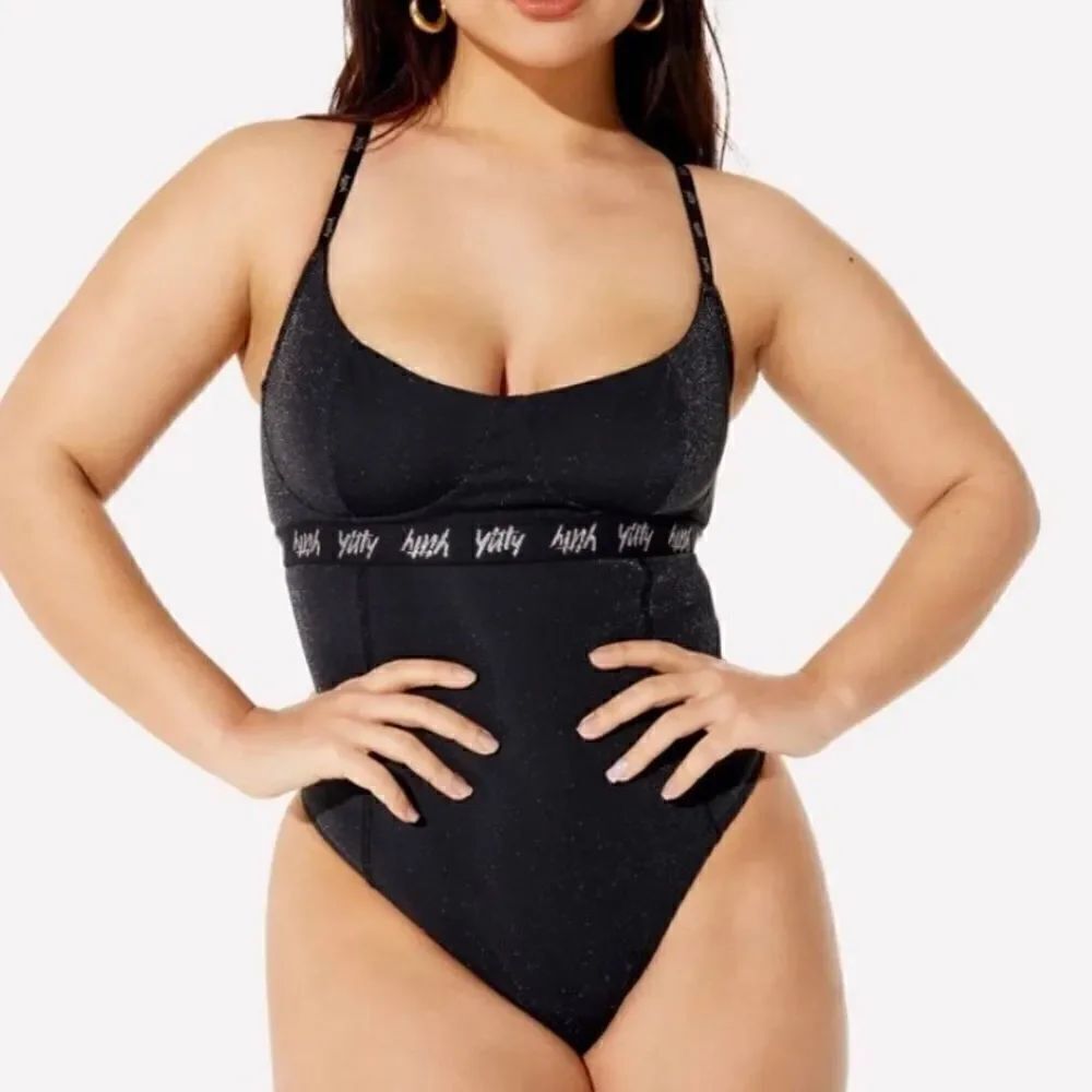 New!Yitty Spotlight Shaping Demi Cup Thong Bodysuit Black/Gold Shimmer Sz M & XS